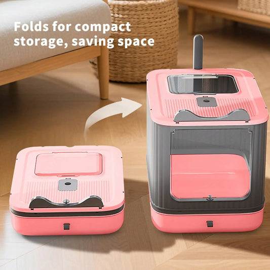 Foldable Enclosed Litter Box With Lid And Scoop Odor Control