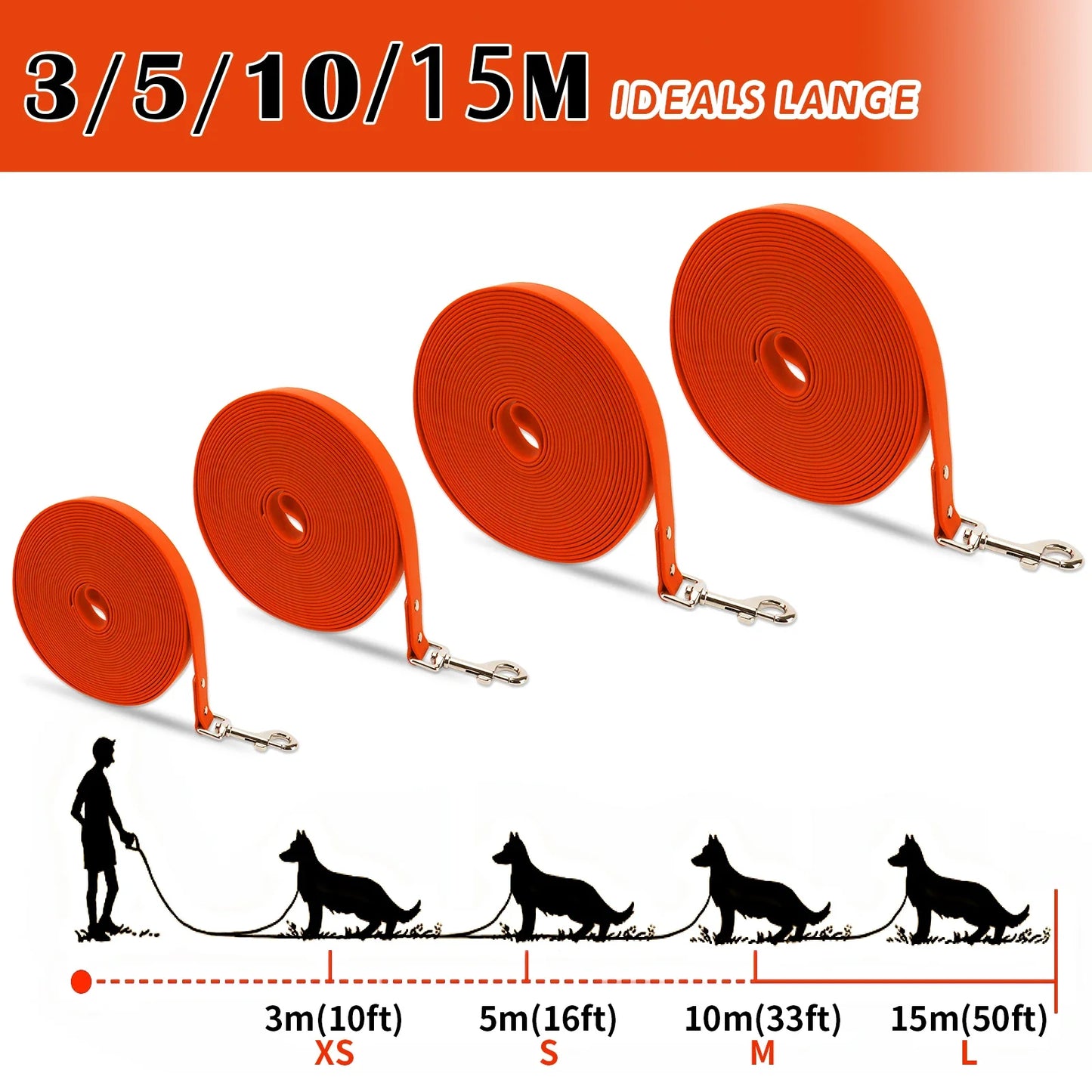 Livepetsme Waterproof Dog Leash For Small To Large Dogs