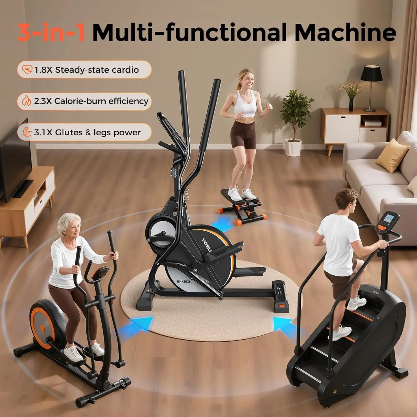 YOSUDA 3-In-1 Elliptical Exercise Machine For Home Use