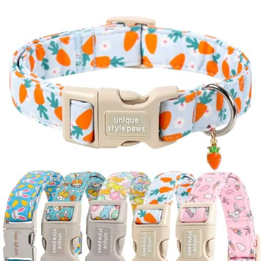 Dog Collar With Coconut Tree Pendant And Plastic Buckle For Small To Large Dogs