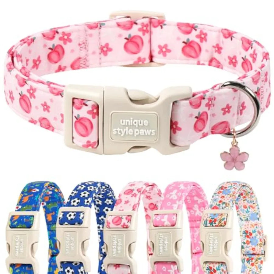 Dog Collar With Coconut Tree Pendant And Plastic Buckle For Small To Large Dogs