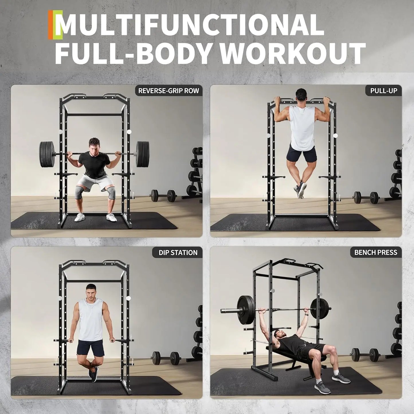 HiMISS Power Cage 1100 Lbs Multi-Functional Rack With Pull-Up Bar