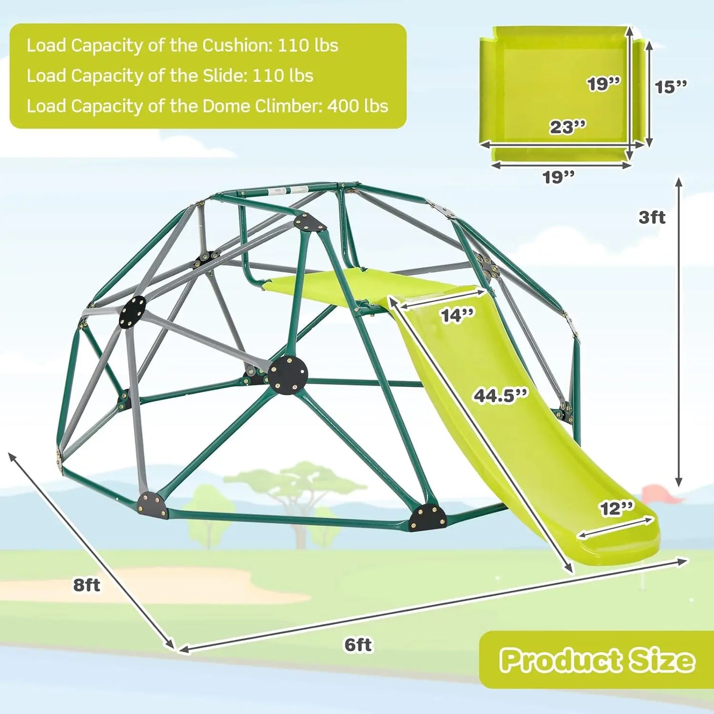 Kids Jungle Gym With Slide 2-In-1 Indoor Outdoor Play Set