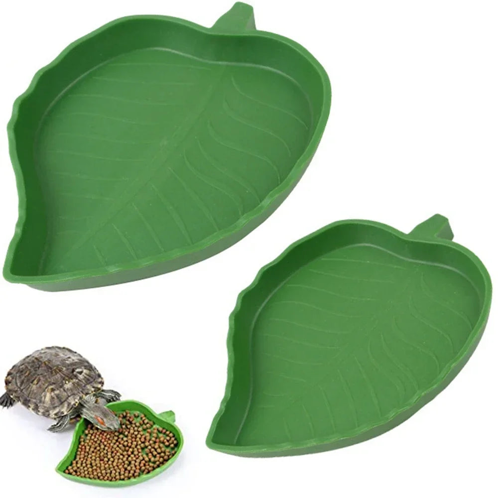Leaf Shape Reptile Feeder Water Bowl For Turtle Lizard Hamster Pets