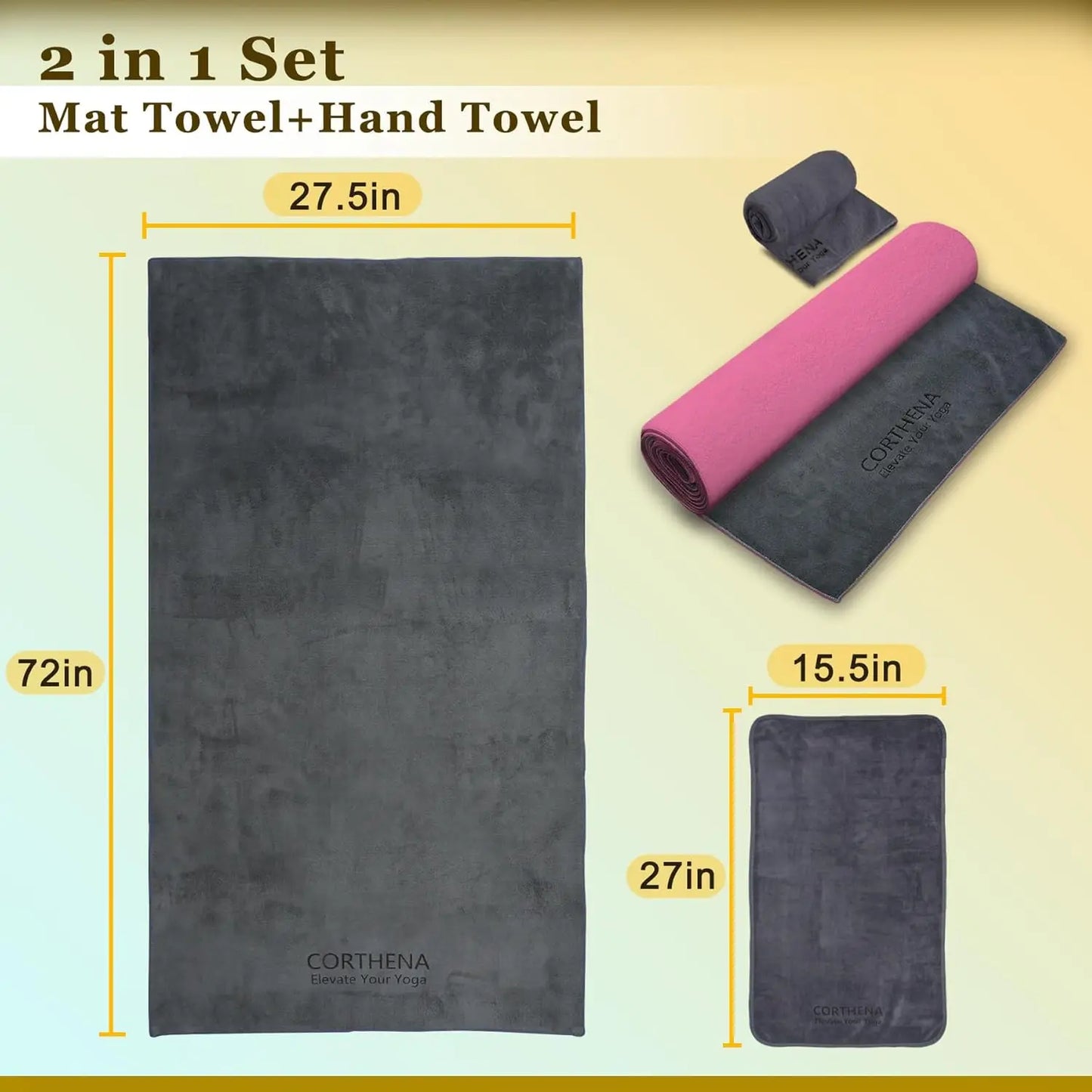 Non-Slip Yoga Mat Towel For Intense Hot Yoga And Pilates