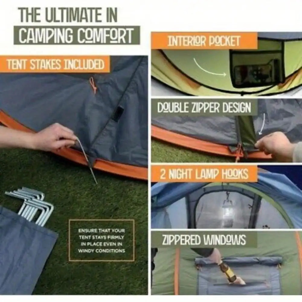 Camping Tent Four Person Easy Pop Up Waterproof Upf50