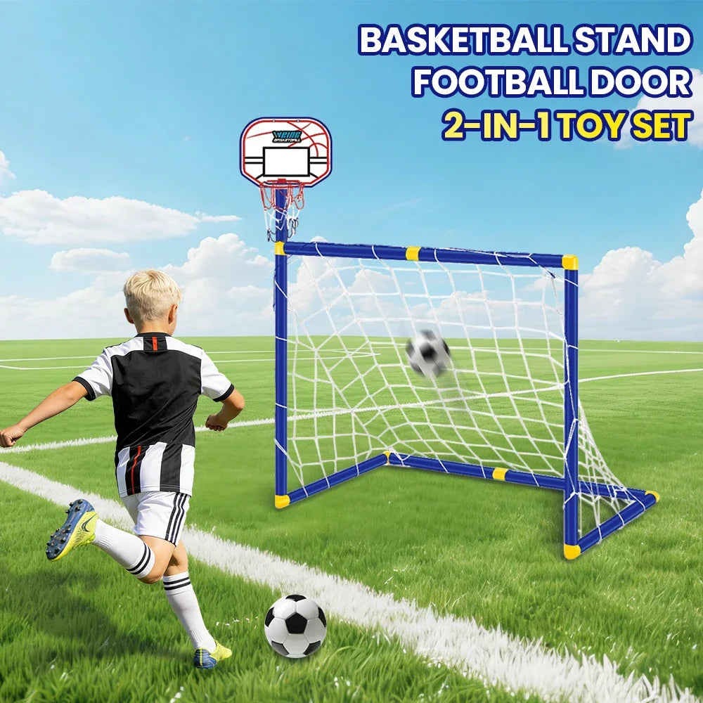 Kmoist 2in1 Sports Toys Basketball Stand Football Goal