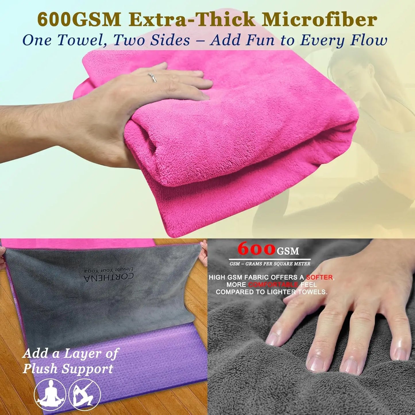 Non-Slip Yoga Mat Towel For Intense Hot Yoga And Pilates