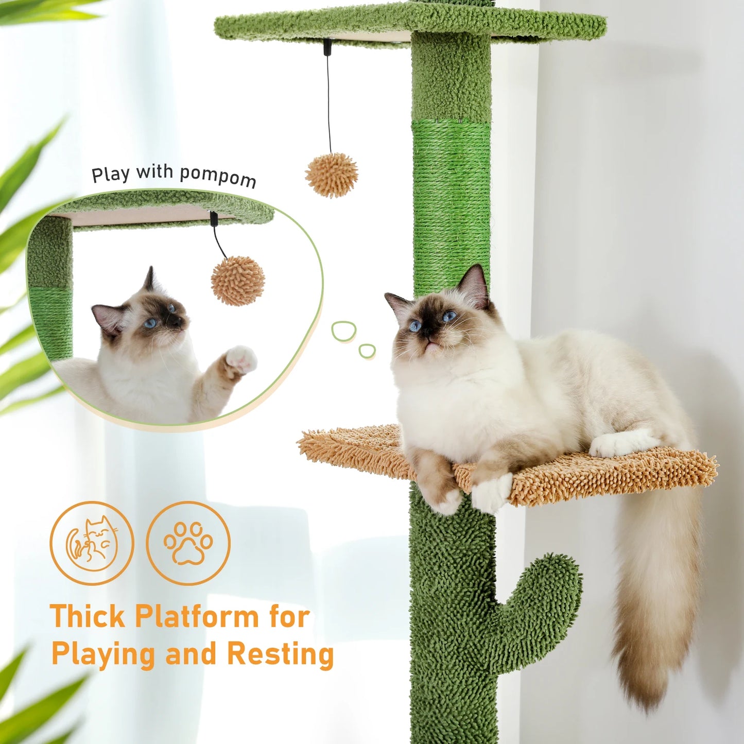 PAWZ Road 5-Tier Floor-To-Ceiling Cat Tree With Scratching Post