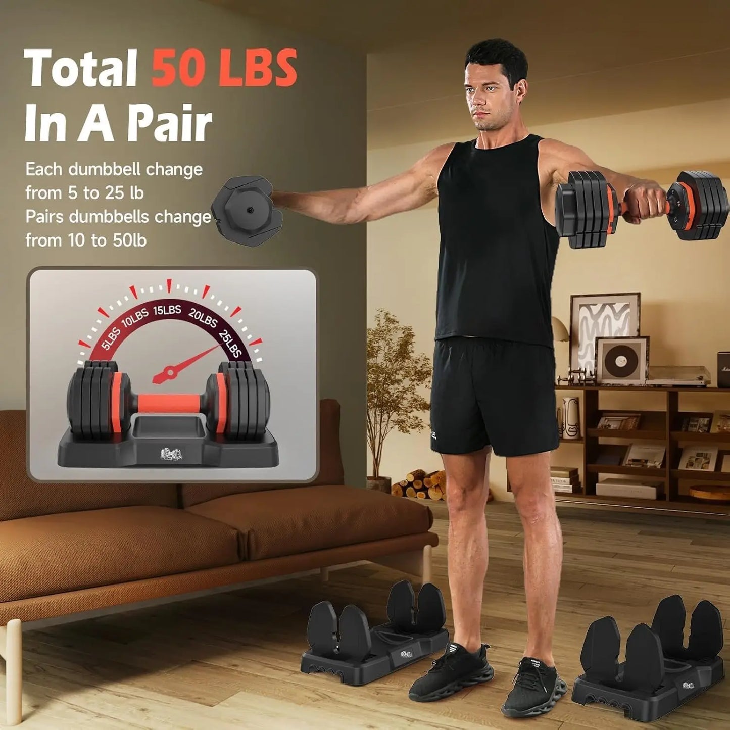 FED Fitness Adjustable Dumbbells Set