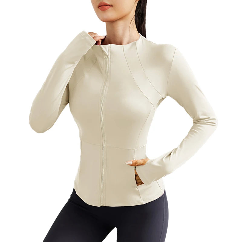 Women's Athletic Lightweight Yoga Jacket With Zipper And Pockets