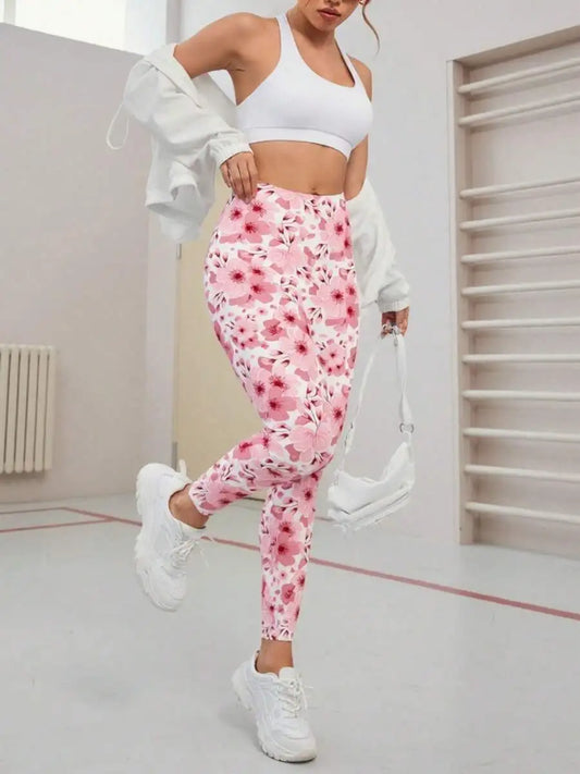 Floral Print High Waist Yoga Pants For Women Slim Fit