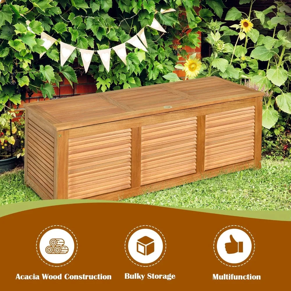 Acacia Wood Deck Box Storage Bench for Outdoor Patio Garden