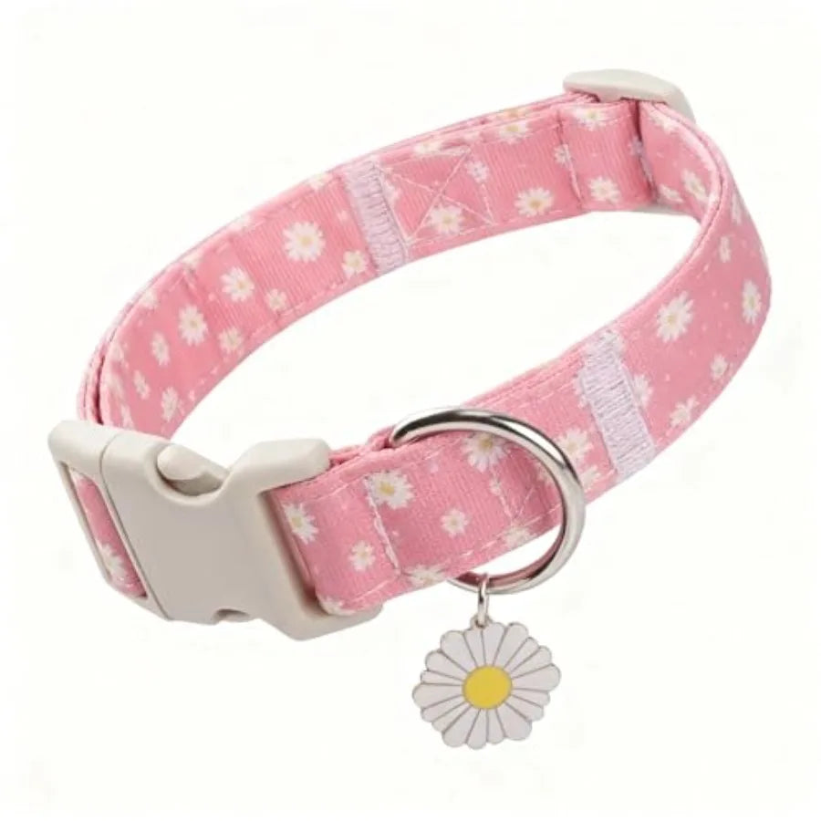 Daisy Quick-Release Dog Collar Soft Cotton Summer Collar