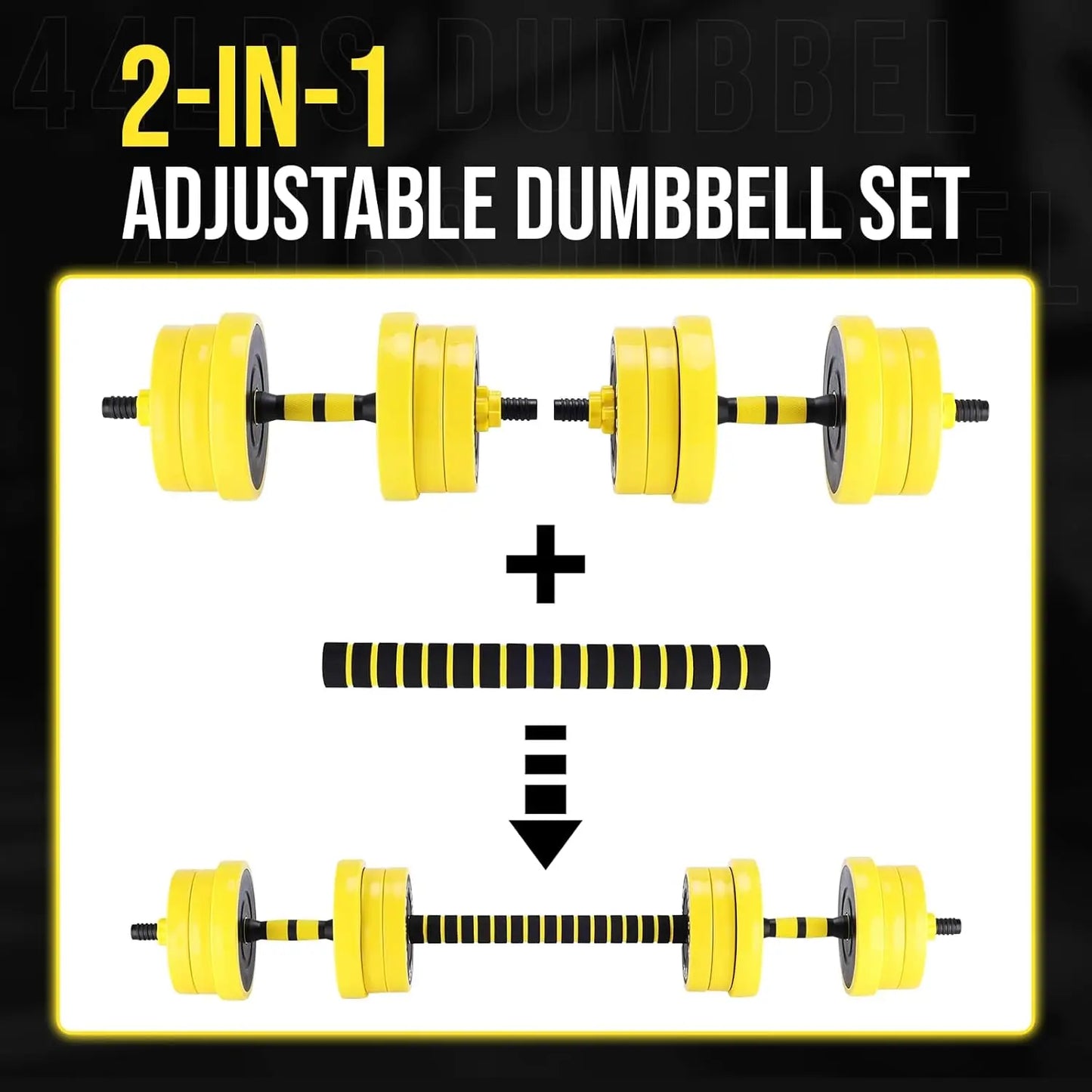 HiMISS 44 Lb 2 In 1 Adjustable Dumbbell Set For Home Gym