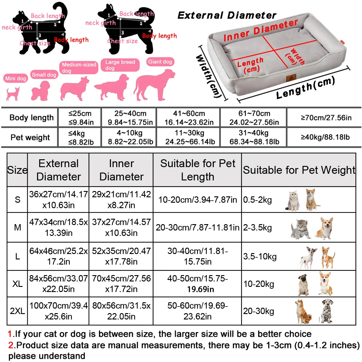 Four Season Square Dog Bed For Dogs Waterproof, Durable