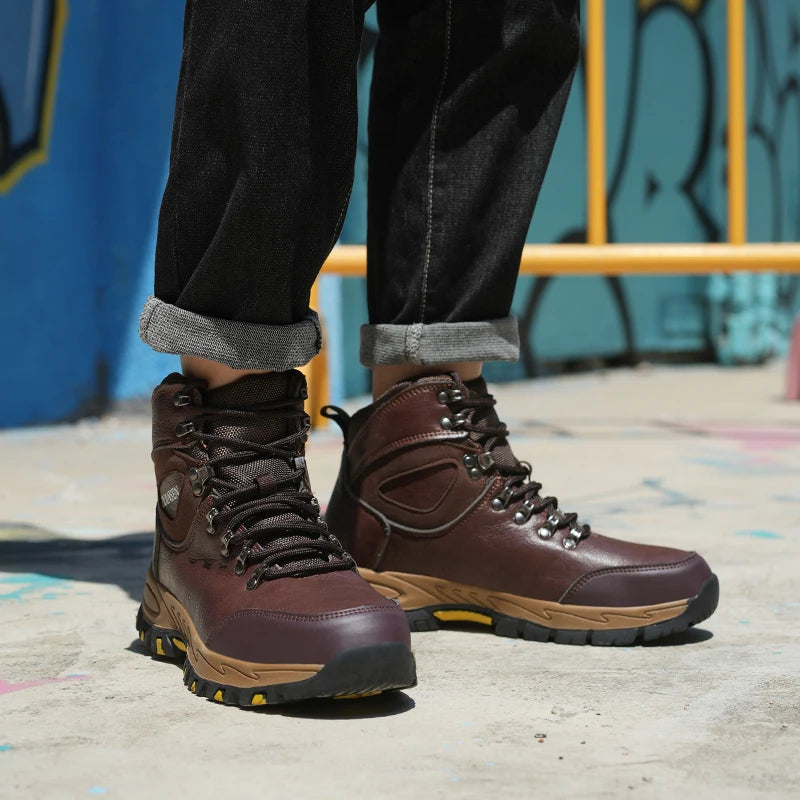 VEIGAR Waterproof Leather Safety Boots for Men Puncture Resistant