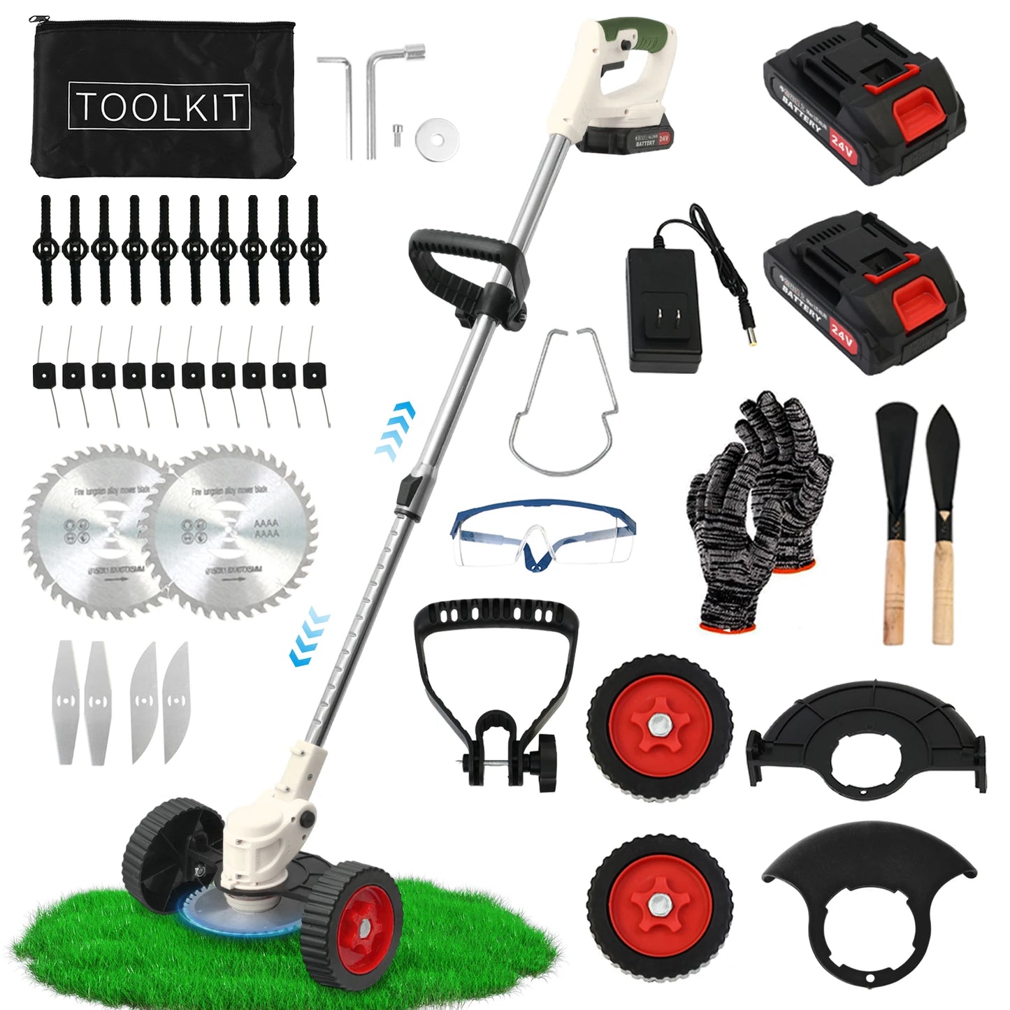 21V Cordless 3-In-1 Grass Trimmer Edger and Mower with Battery