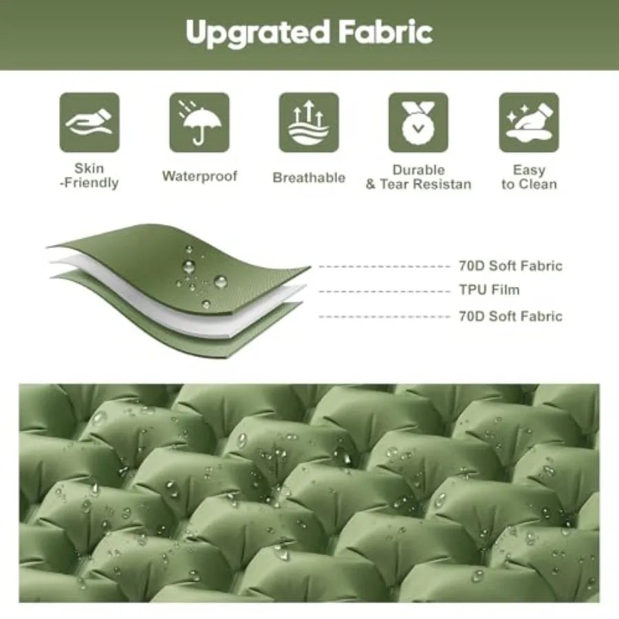 Double Sleeping Pad For Camping Inflatable 2 Person With Pillow Pump