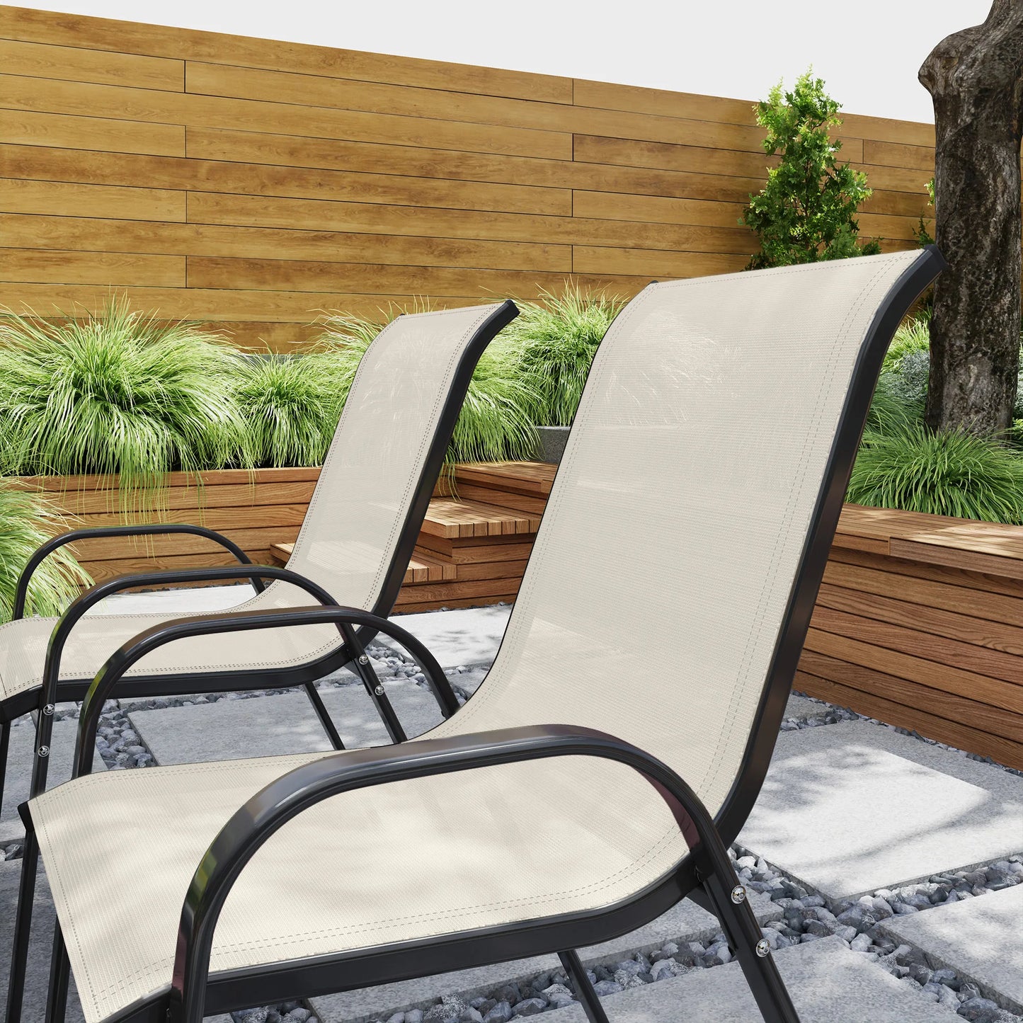 Stackable Outdoor Dining Chairs Set Of Four For Patio