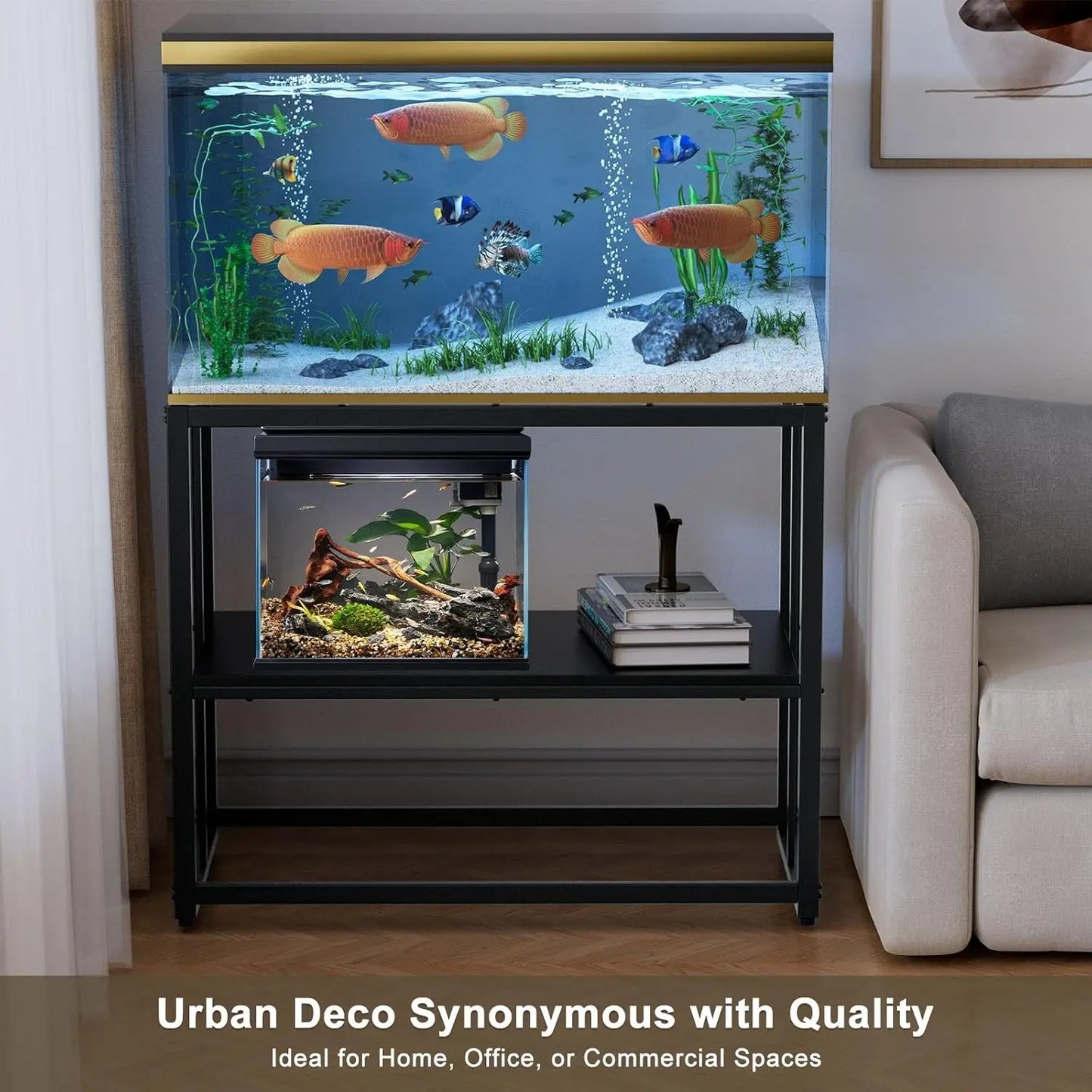 Durable Stainless Steel Aquarium Stand With Dual Layer Design