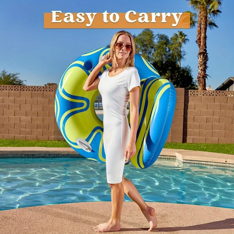 Joyfy Inflatable Pool Lounger Sofa With Cup Holder And Backrest