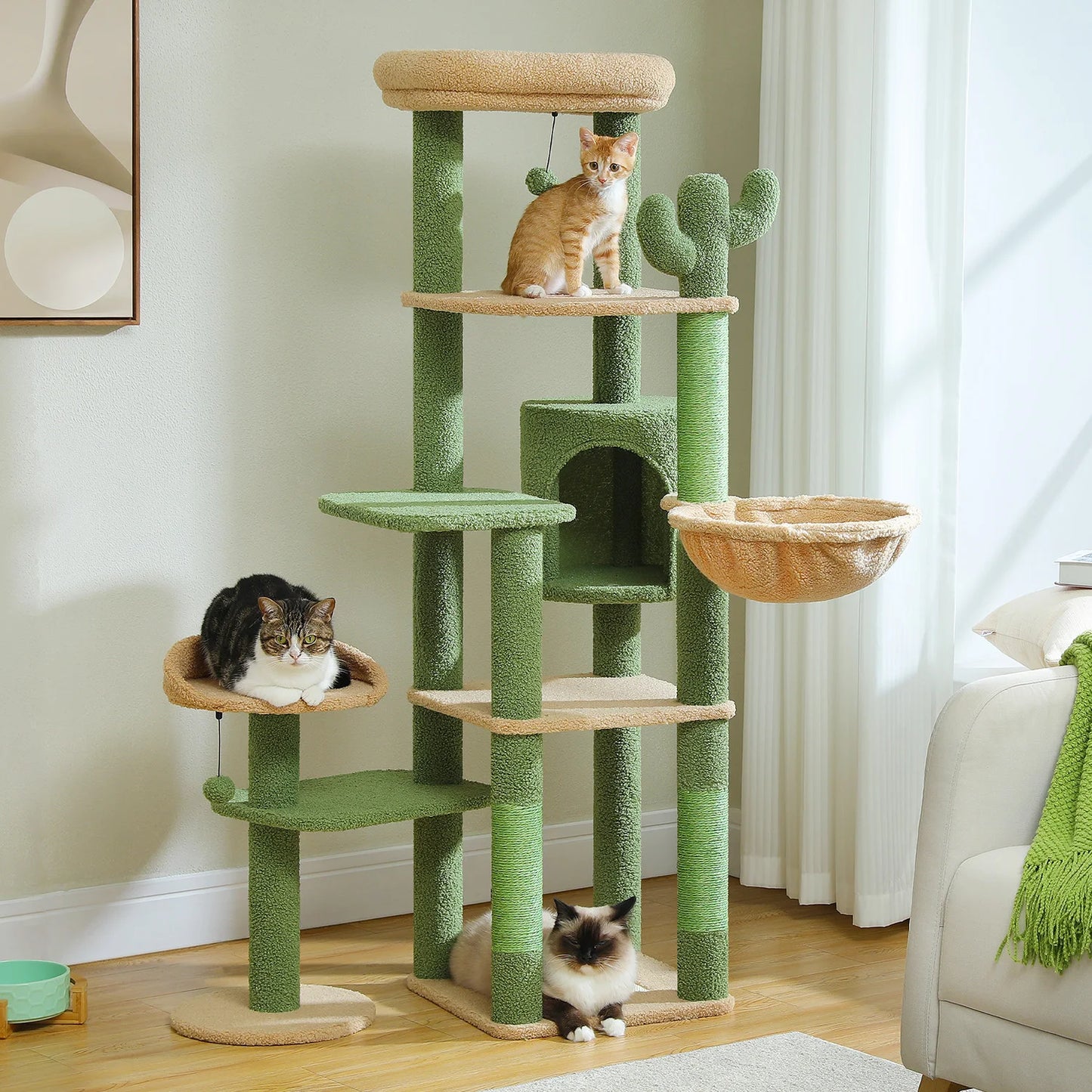 PEQULTI Multi Level Cat Tree With Scratching Posts And Hammock