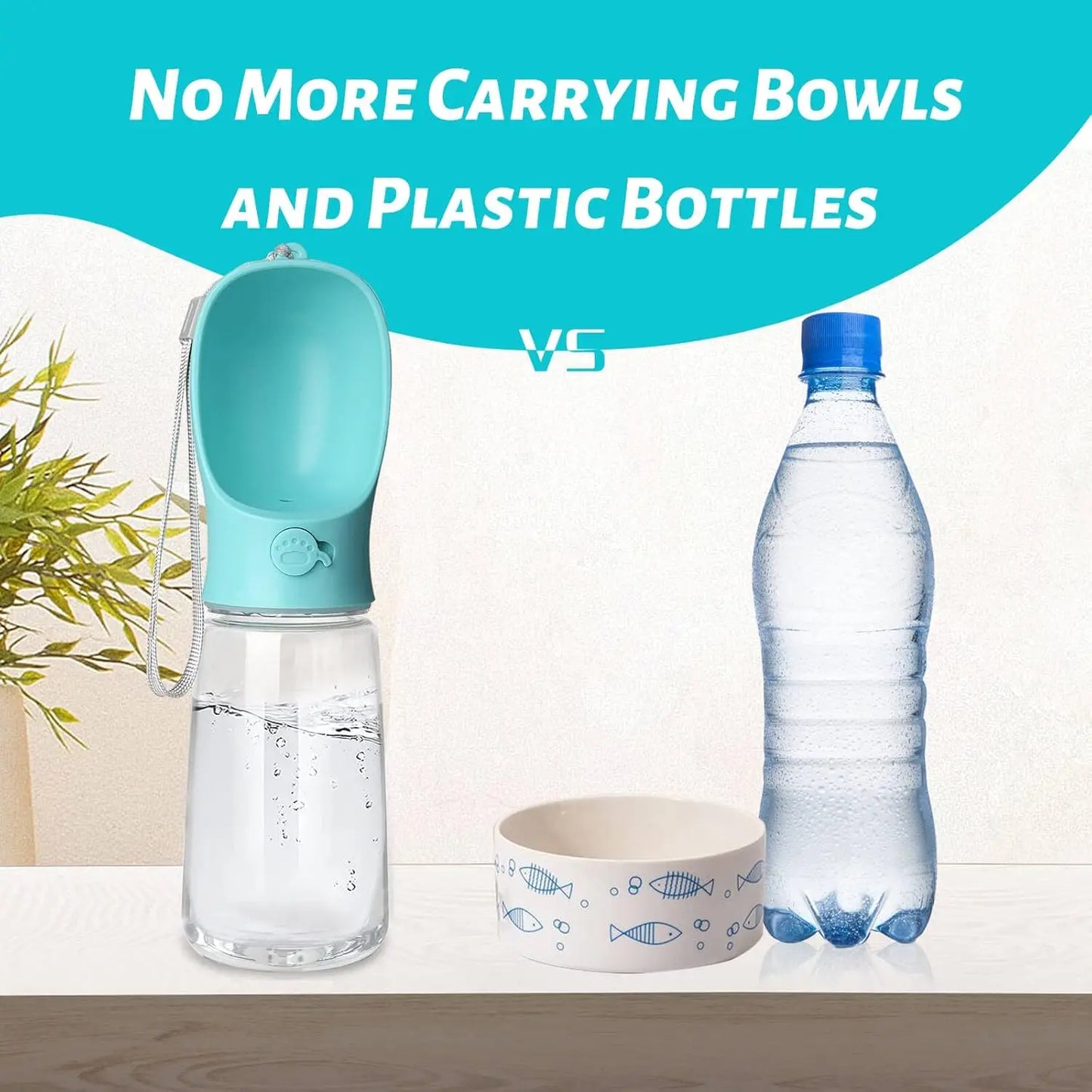 Leak Proof Portable Dog Water Bottle With Drinking Feeder