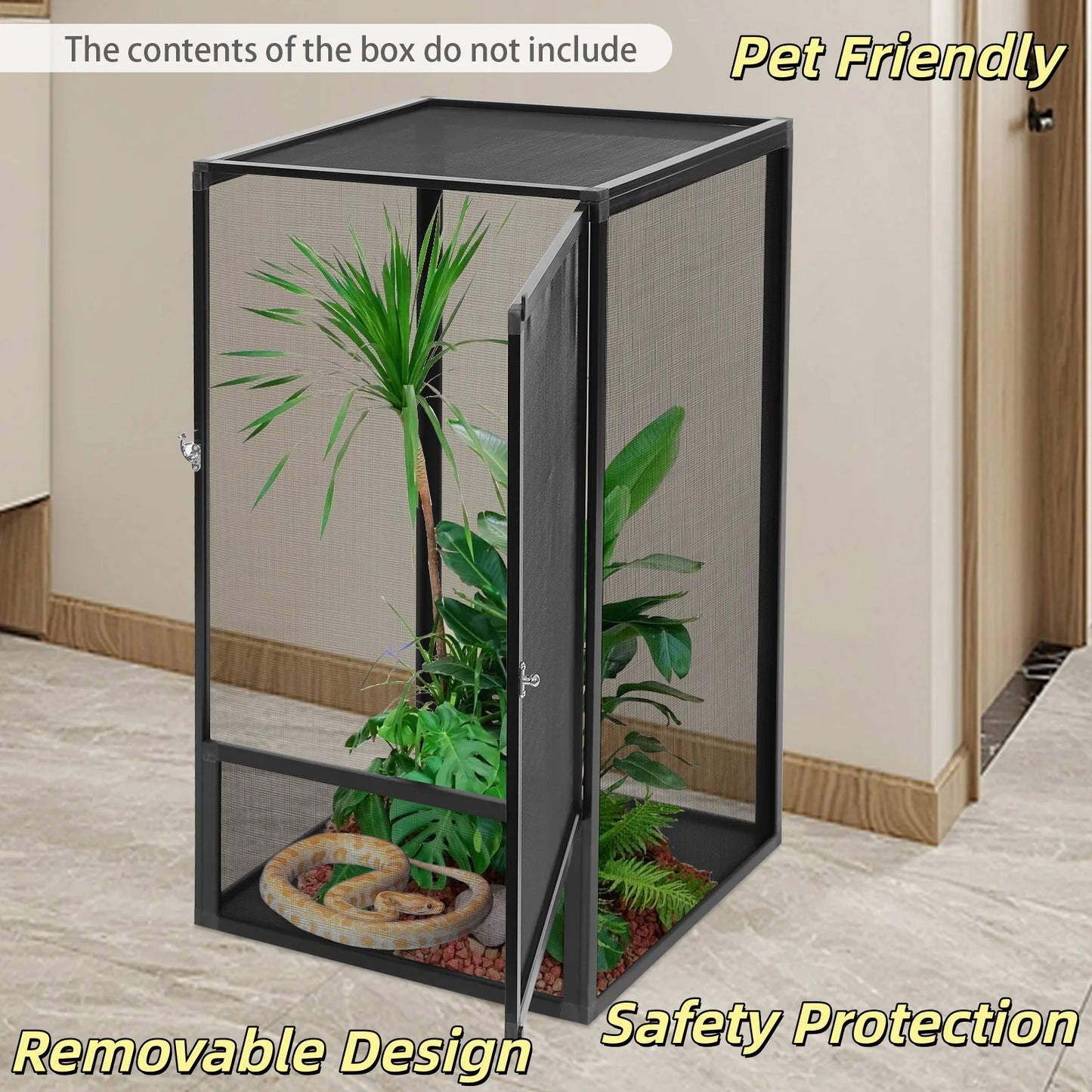 Reptile Feeding Box and Net Enclosure for Chameleons