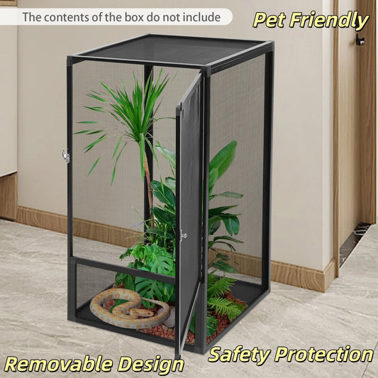 Reptile Feeding Box and Net Enclosure for Chameleons
