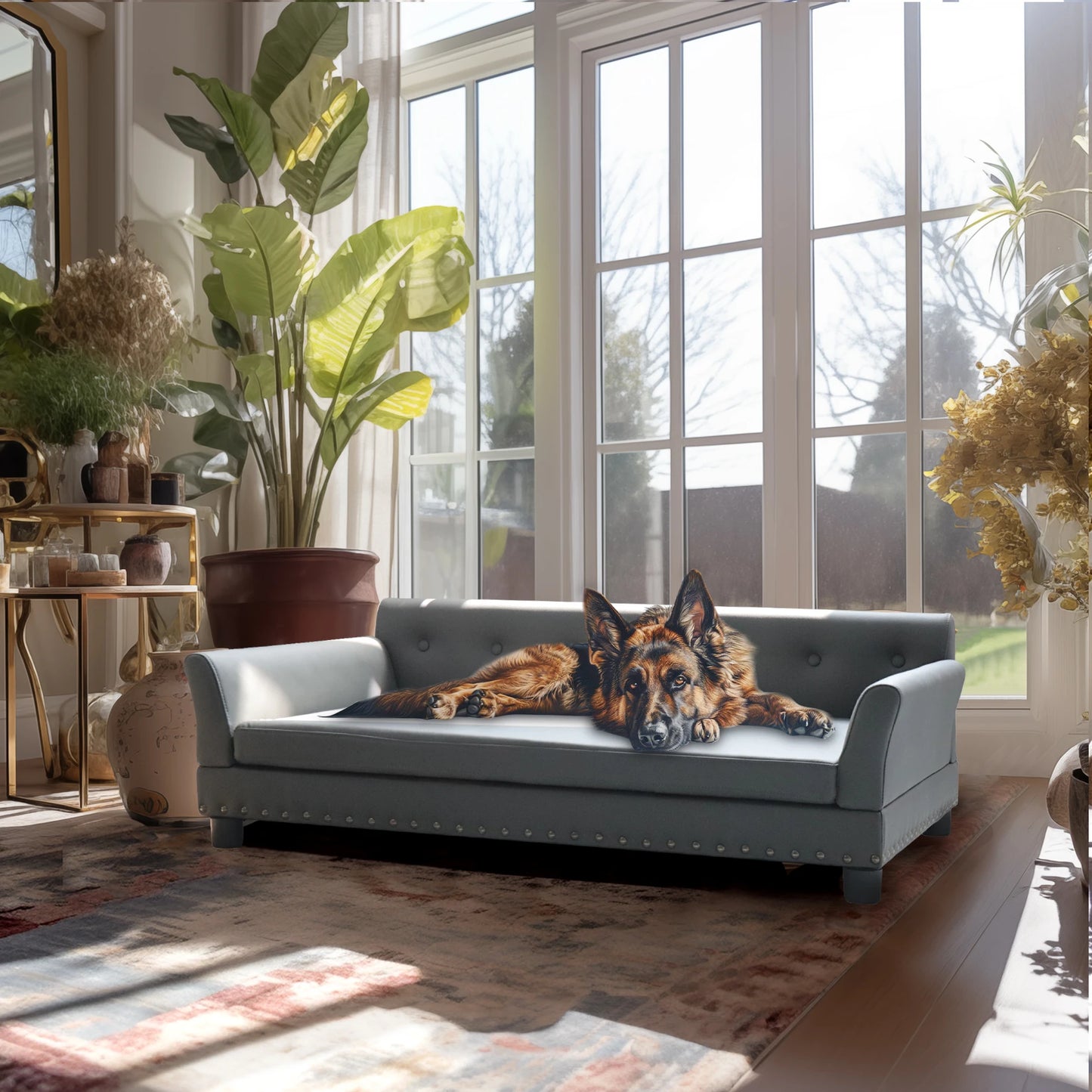 BINGOPAW Elevated Rectangle Leather Dog Bed For Indoor Comfort