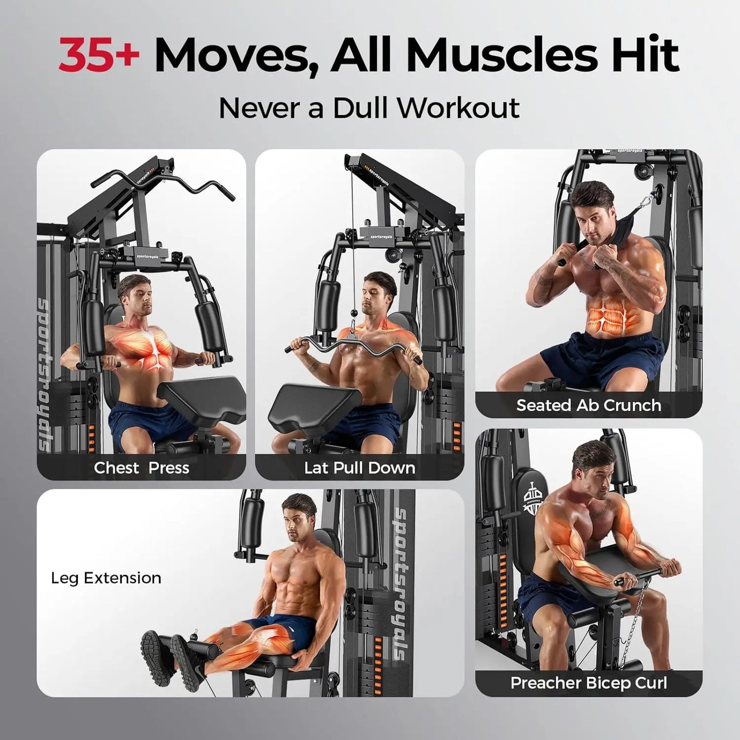 Home Gym Multi Station Weight Stack Pulley Full Body Training