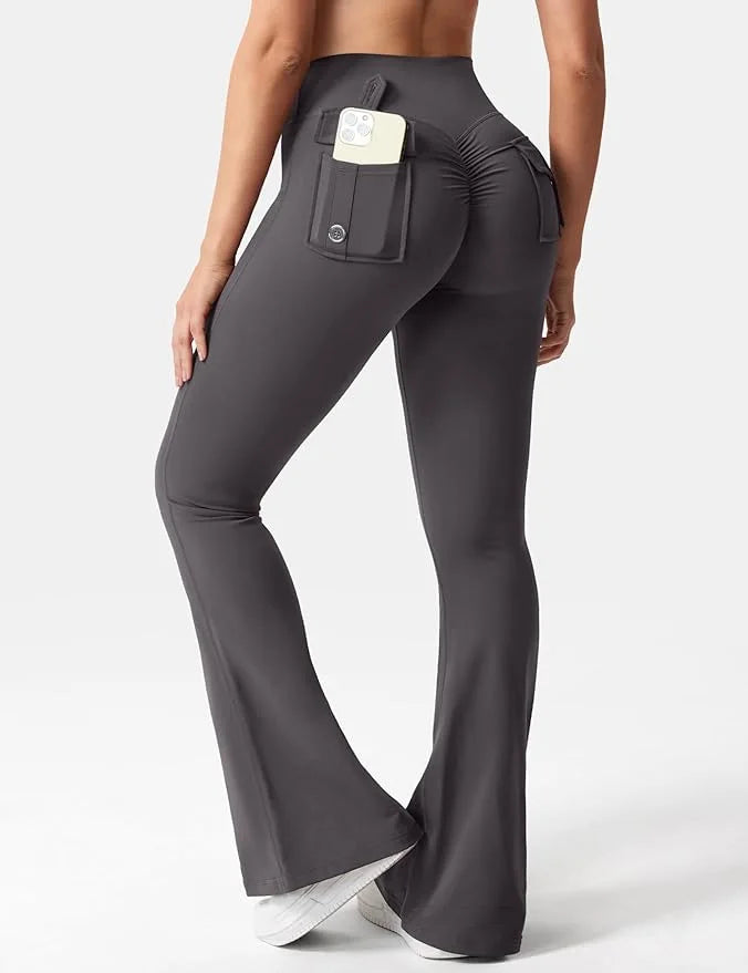 Summer Women's Cargo Pocket Fitness Tights High Waist Yoga Pants