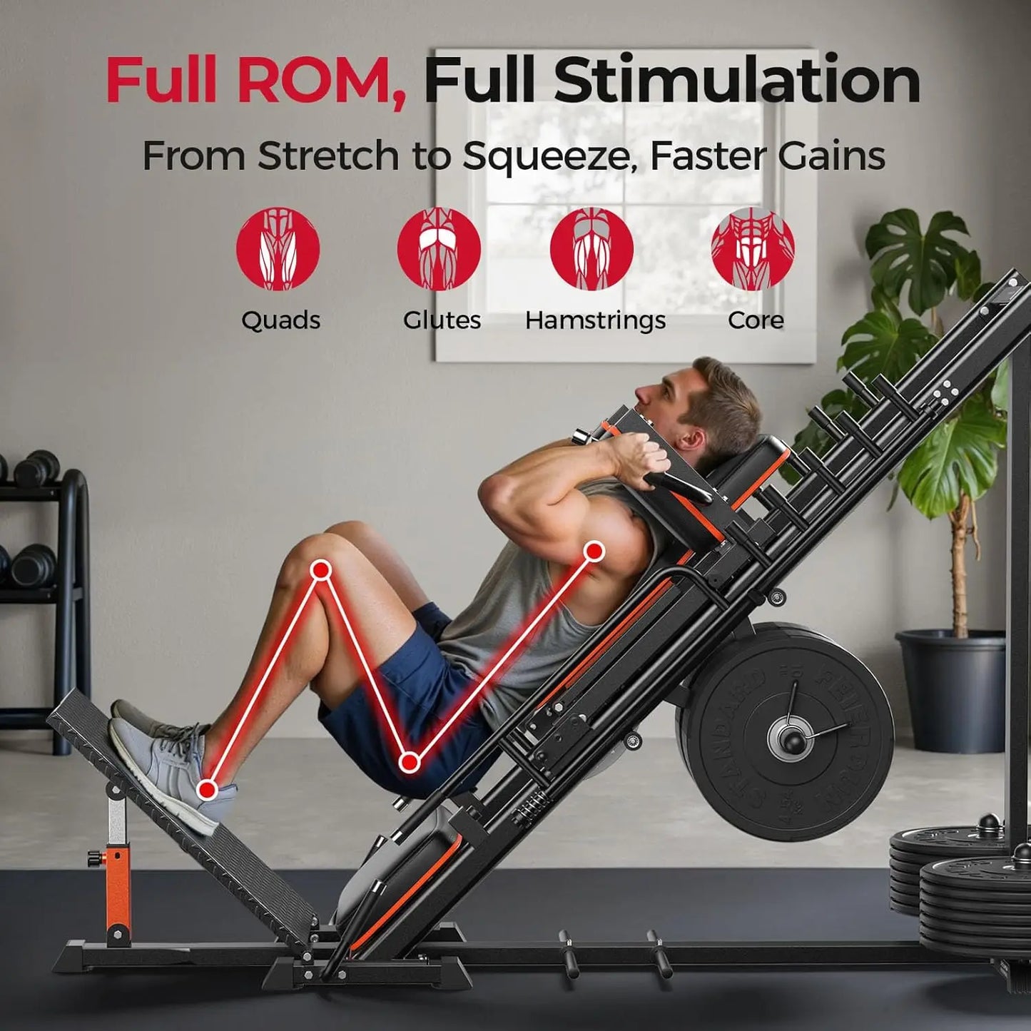 FED Fitness Leg Press Hack Squat Machine With Pulley System