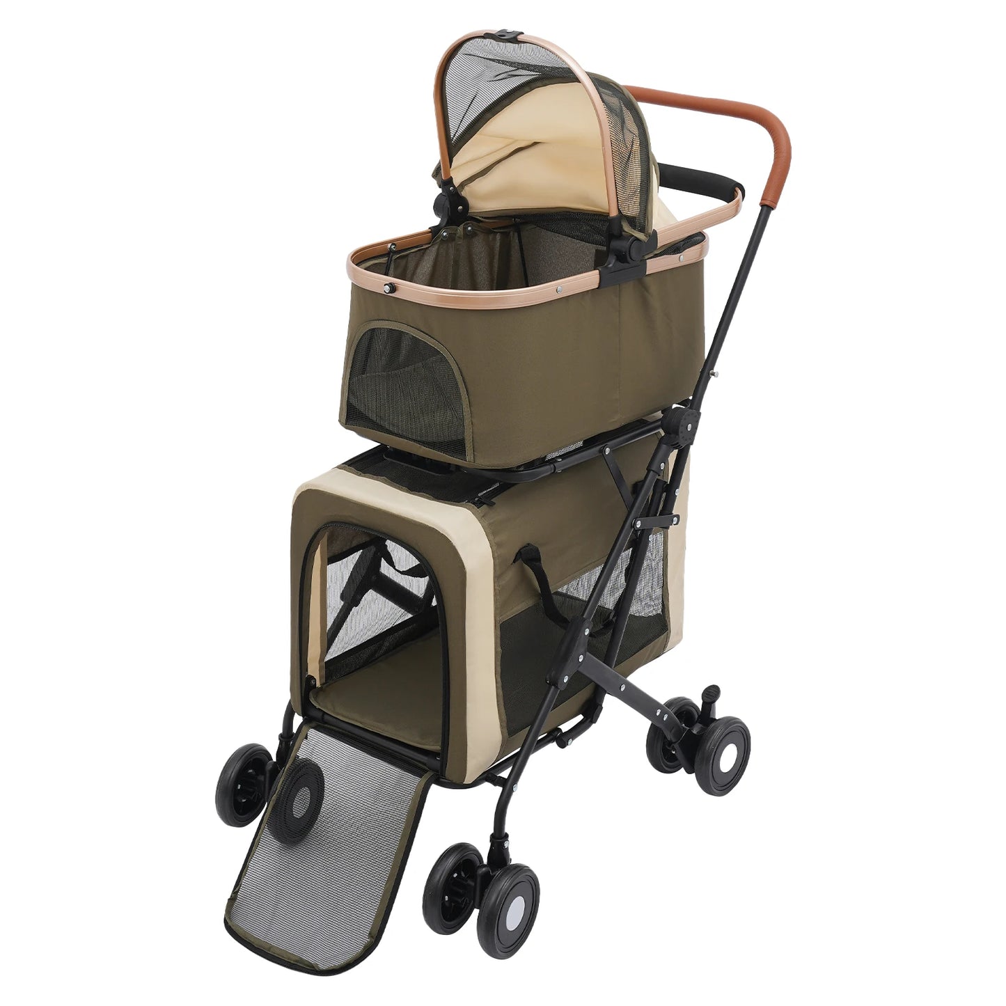 Foldable Pet Stroller 2-Tier Carrier For Dogs And Cats