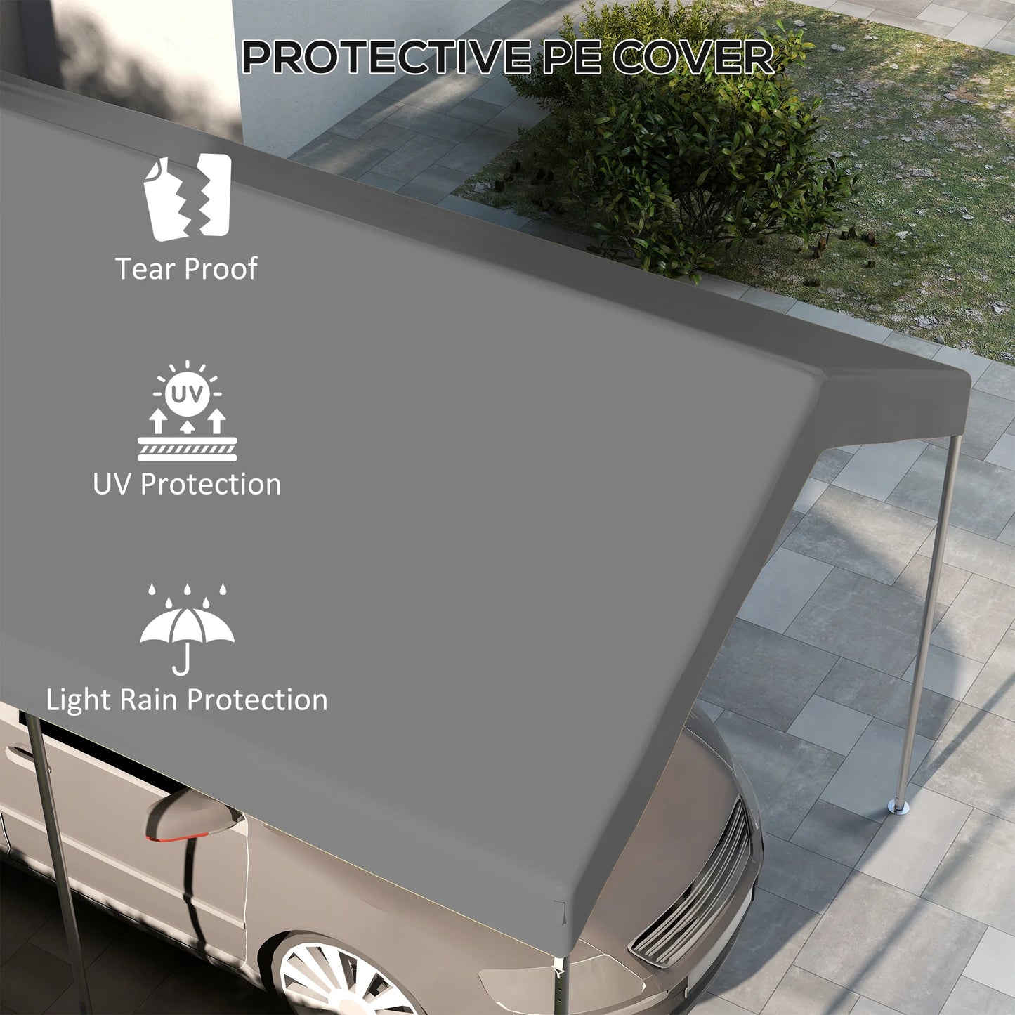 Carport Canopy Replacement Cover With Bungee Cords