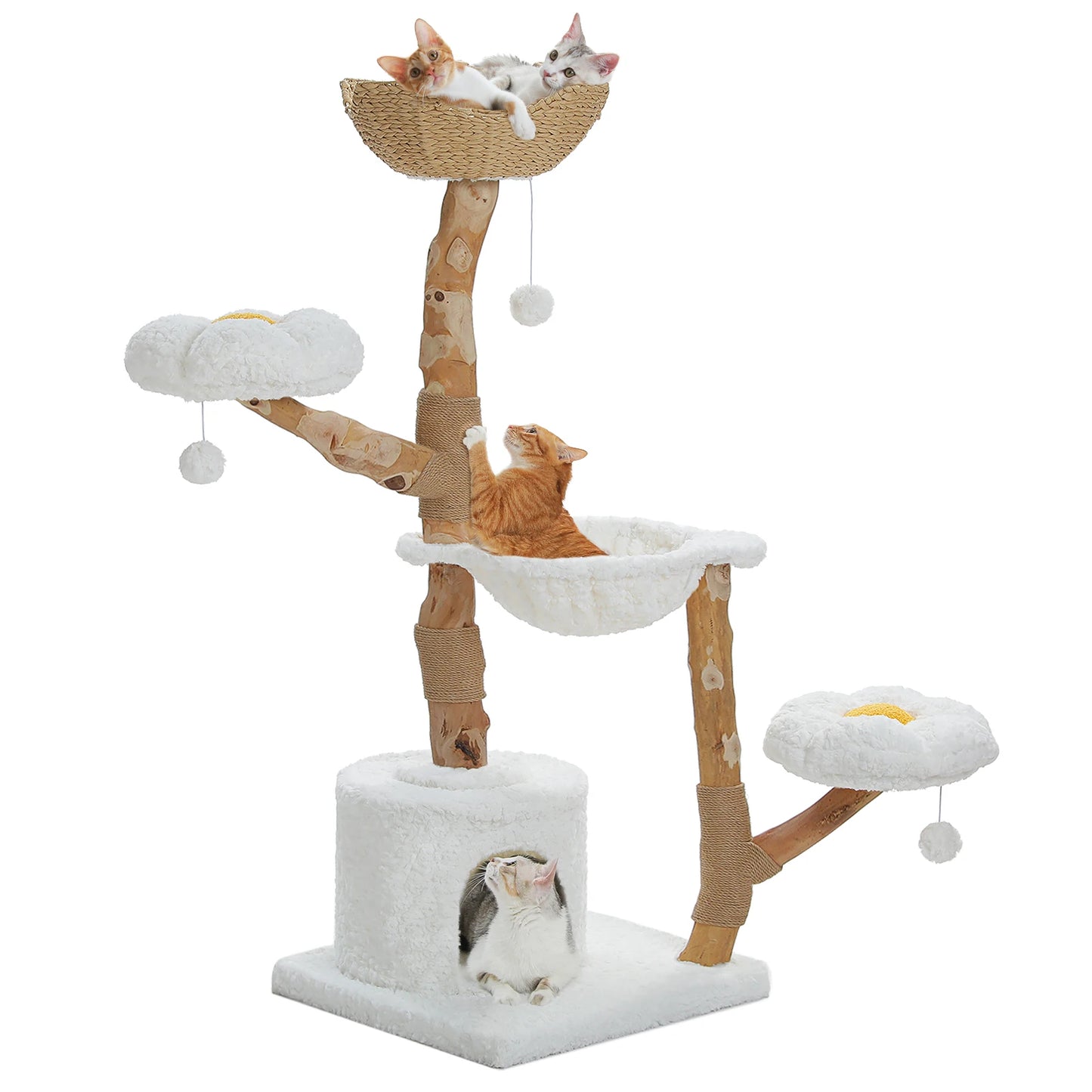PAWZ Road Cat Tree Tower With Sisal Post Wicker Bed And Condo