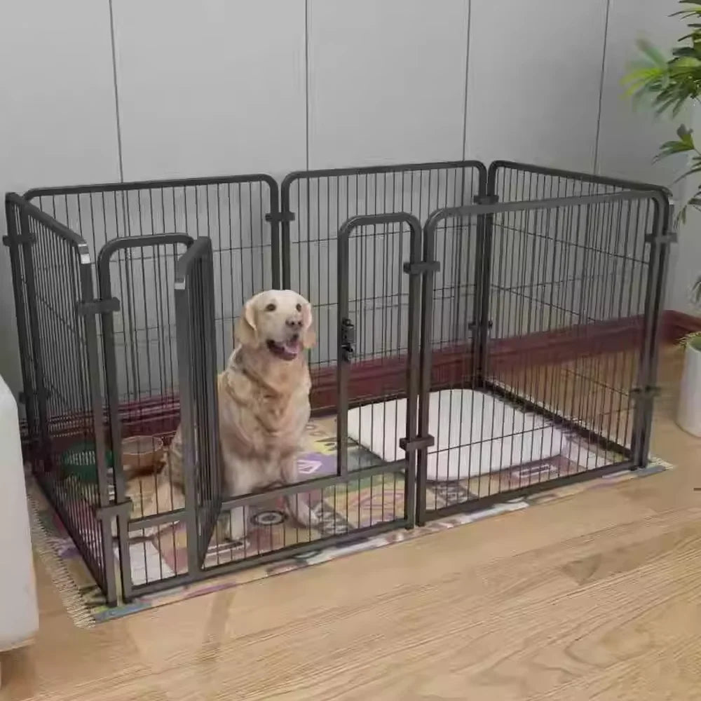Stainless Steel 6-Panel Dog Fence Playpen, Heavy Duty Enclosure