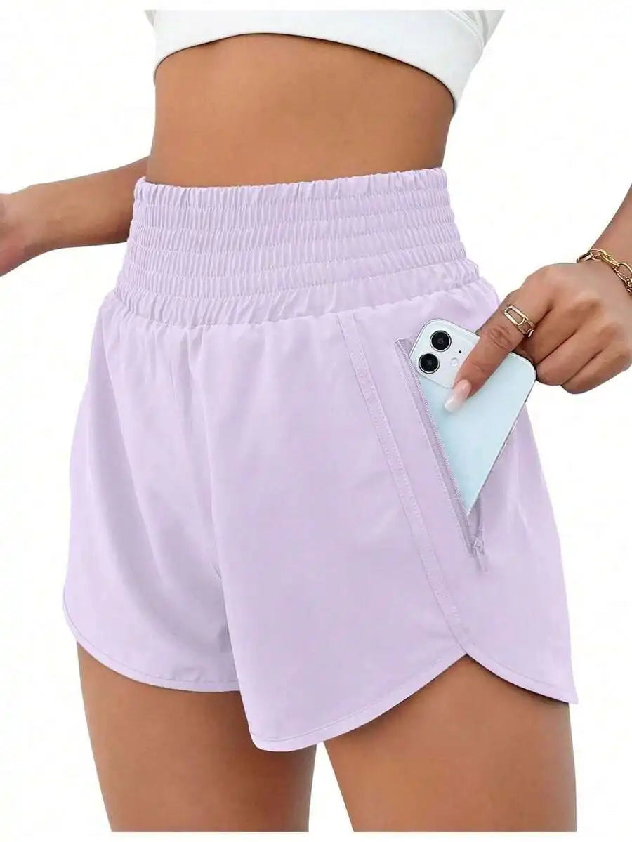 Women's High-Waisted Quick-Dry Sport Shorts With Elastic Waist For Running Yoga