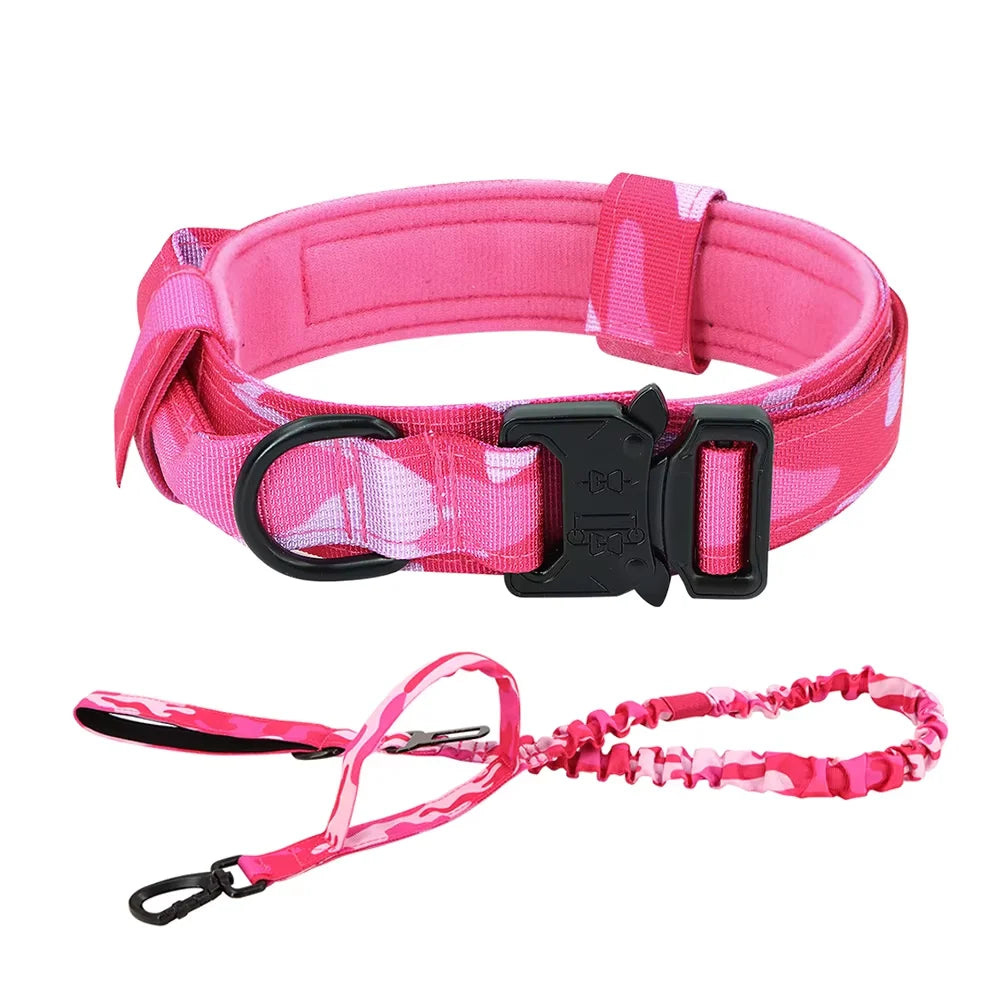 Adjustable Tactical Dog Training Collar And Leash Set With Handle