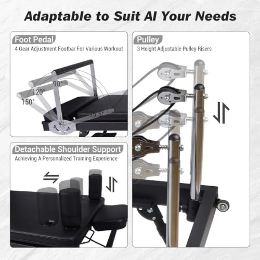 Pilates Reformer Machine Full Body Workout With Springs And Bands