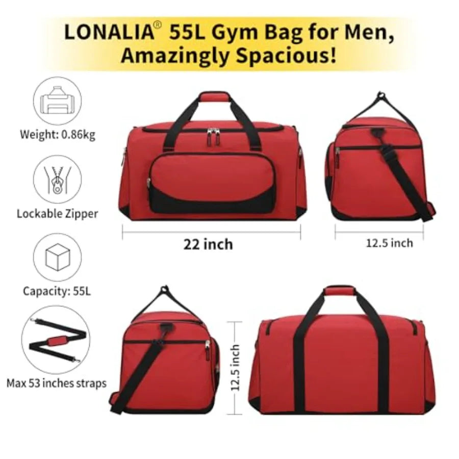 Nylon Gym Duffle Bag Heavy Duty With Multiple Pockets