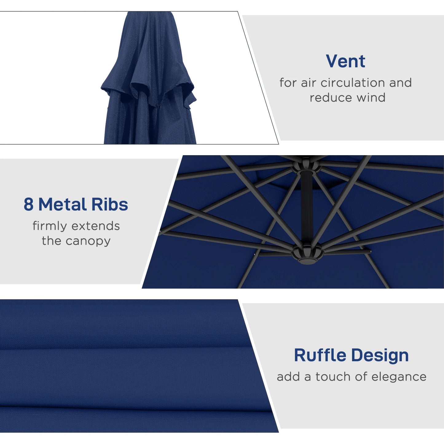 Cantilever Patio Umbrella With UV And Water Resistant Canopy