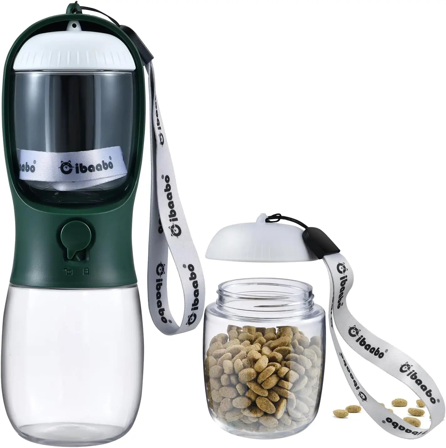 Cibaabo Dog Water Bottle With Food Container Travel Dispenser
