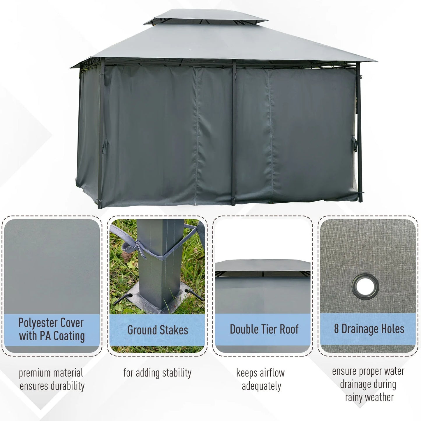 Outdoor 2 Tier Vented Canopy Gazebo Tent Shelter For Parties