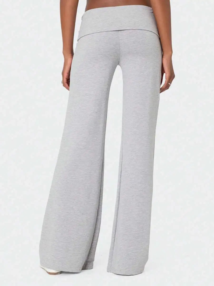 Fold Over Waist Wide Leg Yoga Pants For Women Lounge