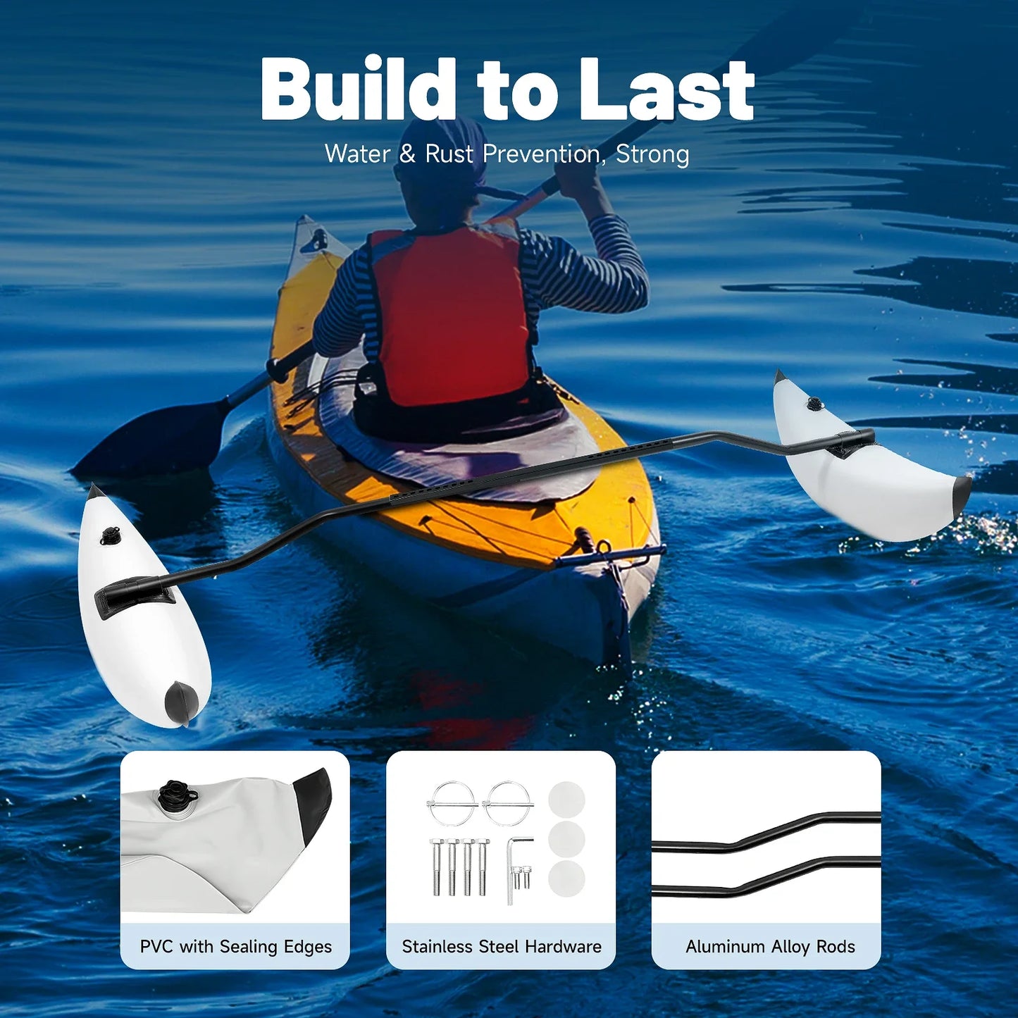 Kayak Outrigger Stabilizers 2-Pack PVC For Kayaks And Canoes
