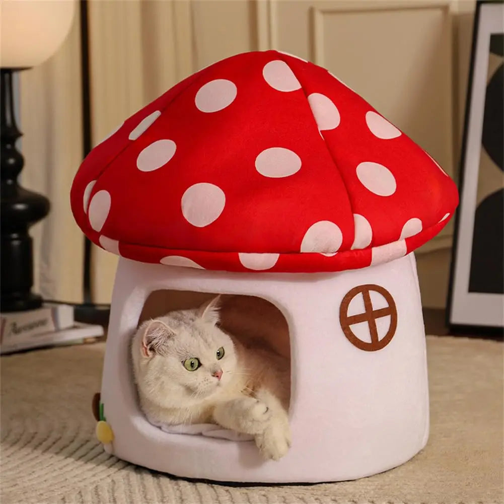 Mushroom Cat Bed Indoor Cat Cave With Removable Washable Cushion