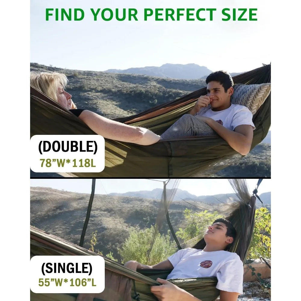 NBVCX Portable Double Hammock with Mosquito Net and Tree Straps