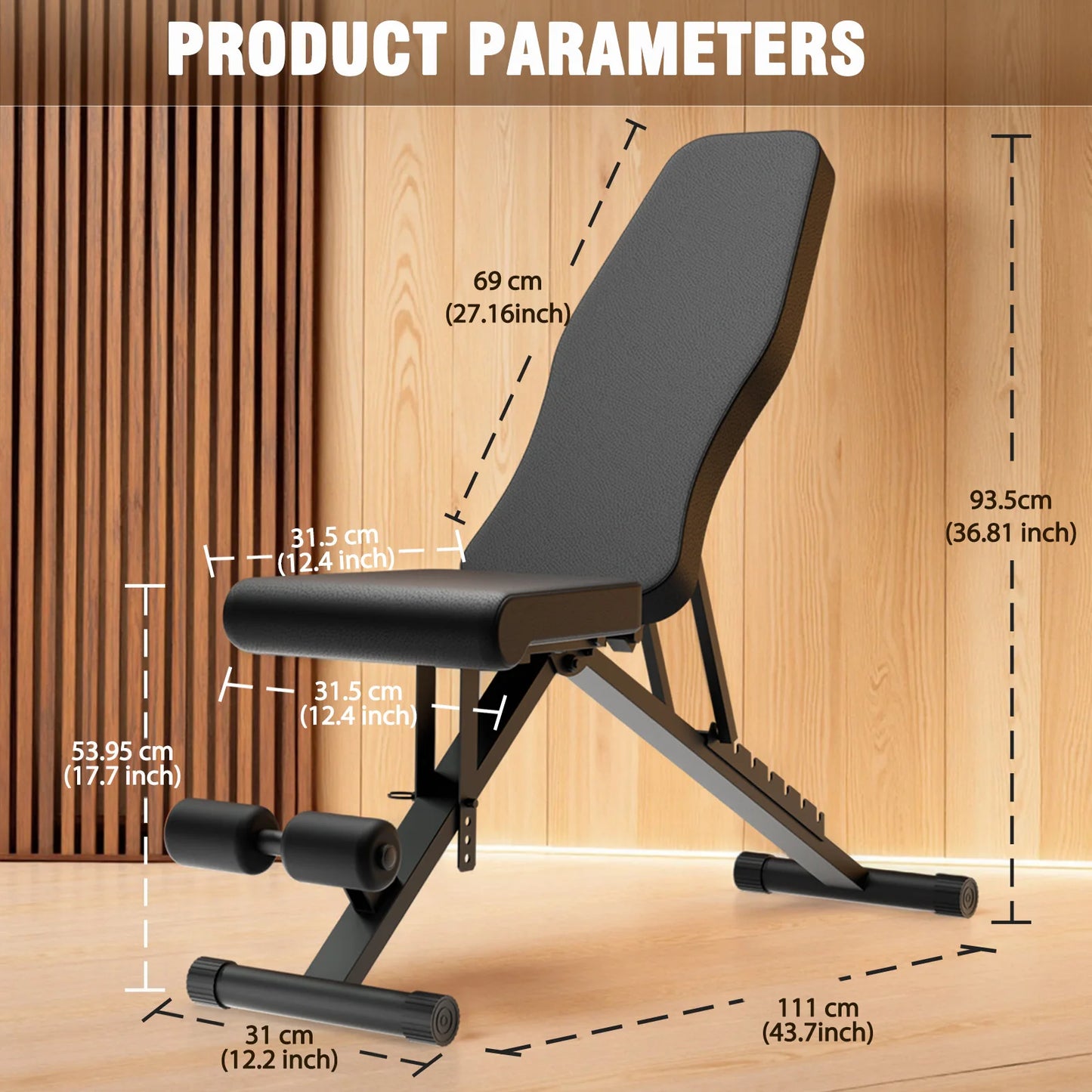 Adjustable Foldable Weight Bench For Full Body Dumbbell Training